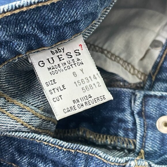 Vintage Guess Jeans Shorts 90s Y2K Medium Wash Denim Side Stripe Toddler 6Y - Picture 7 of 11